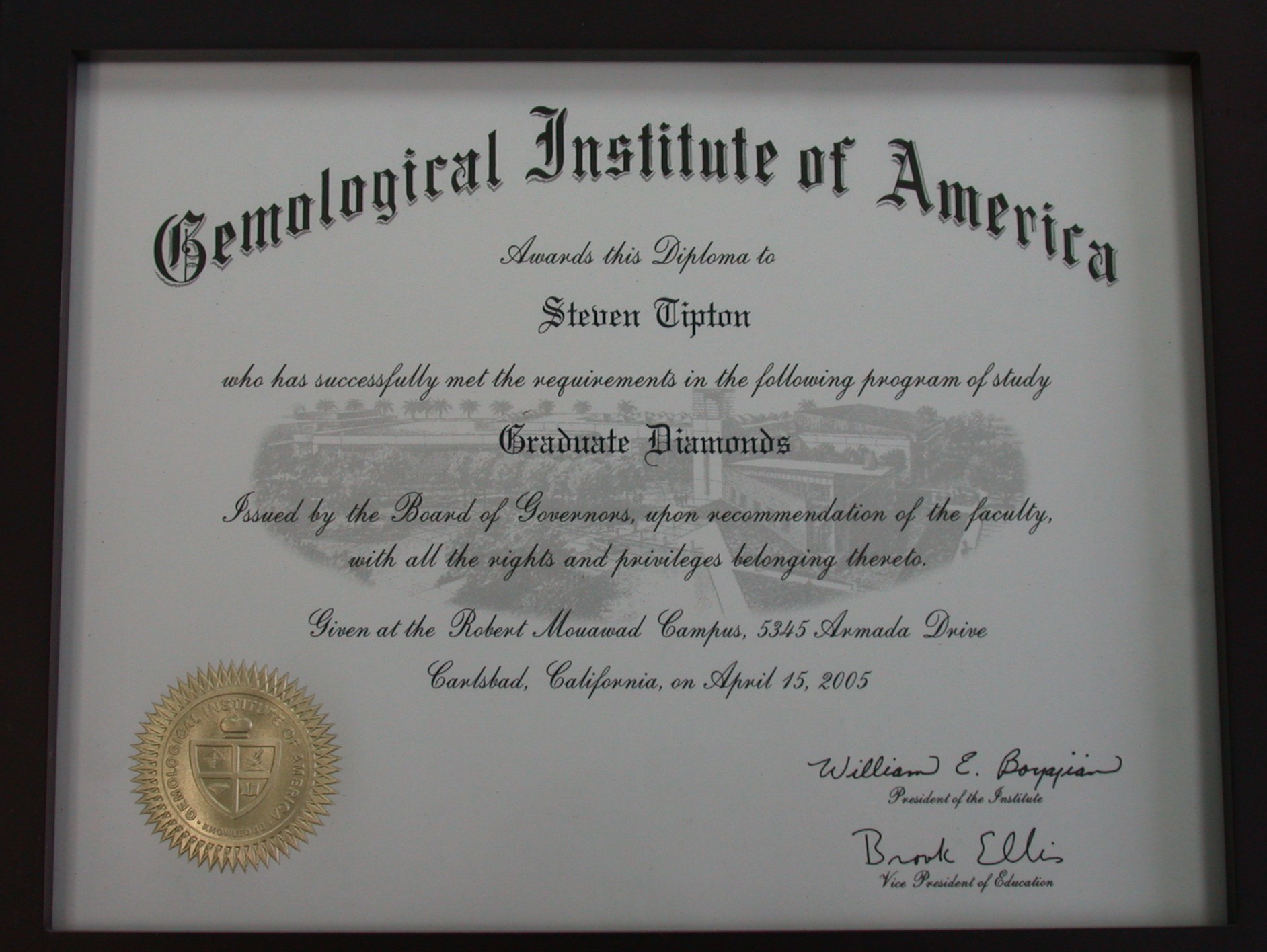 A GIA certificate.
